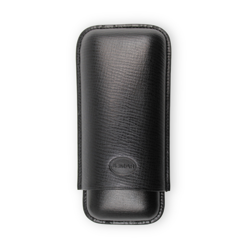 Cigar case. Oscaria black leather. 2 cigar. Medium size
